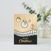 Black and Gold Merry-kerstavond Feestdagenkaart (Staand voorkant)