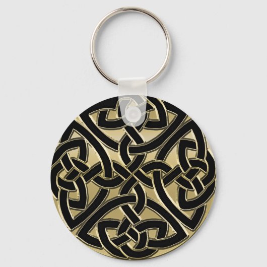 Black and Gold Metal Celtic Knot Sleutelhanger (Voorkant)