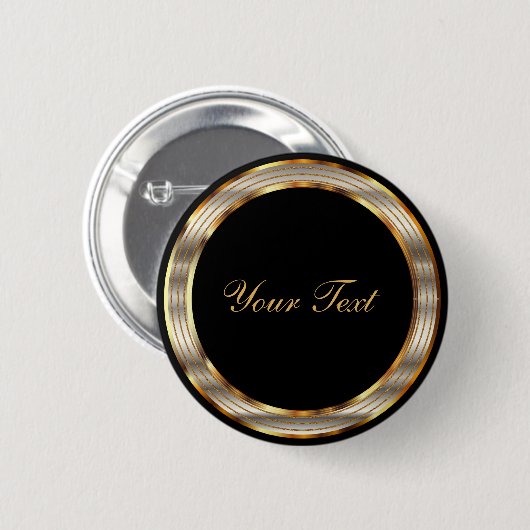 Black and Gold Metallic Template Ronde Button 5,7 Cm (Voorkant /achterkant)