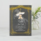 Black and Gold Mexican Baptism Invitation Kaart (Staand voorkant)