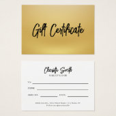 Black and Gold Modern Business Cadeaubon Visitekaartje (Voorkant /achterkant)