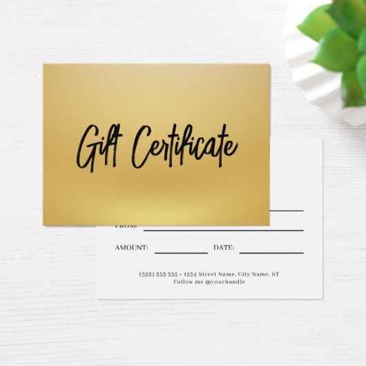 Black and Gold Modern Business Cadeaubon Visitekaartje (Bureau)