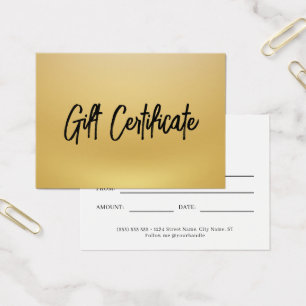 Black and Gold Modern Business Cadeaubon Visitekaartje