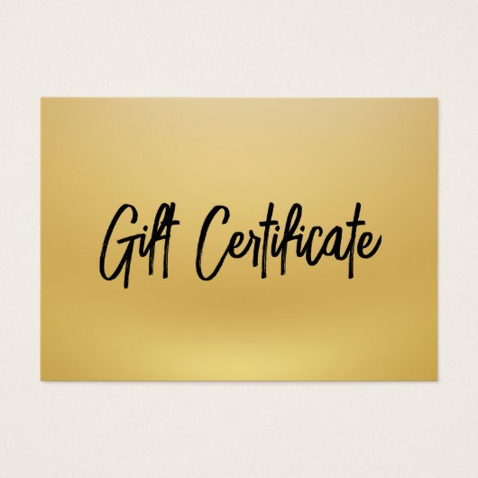 Black and Gold Modern Business Cadeaubon Visitekaartje (Voorkant)