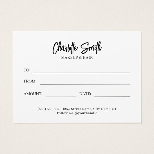 Black and Gold Modern Business Cadeaubon Visitekaartje (Achterkant)