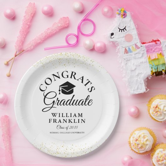 Black and Gold Modern Gradun Party Papieren Bordje (Feest)