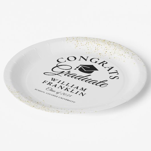 Black and Gold Modern Gradun Party Papieren Bordje (Gekanteld)