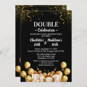 Black and Gold Modern Joint Birthday Kaart (Voorkant / Achterkant)