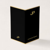 Black and Gold Modern Monogrammed Elegant Visitekaartje (Buitenkant)