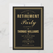 Black and Gold Modern Photo Retirement Party Kaart (Voorkant)