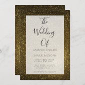 Black and Gold Modern Wedding Kaart (Voorkant / Achterkant)