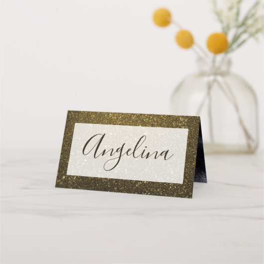 Black and Gold Modern Wedding Plaatskaartje (Voorkant)