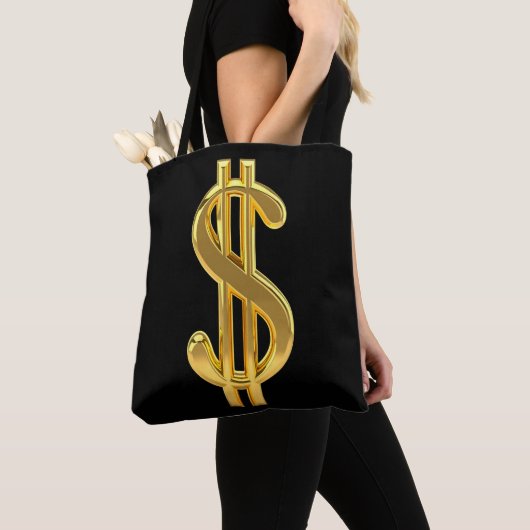 Black and Gold Money Bag Tote Bag (Dichtbij)