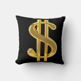Black and Gold Money Pillow Kussen