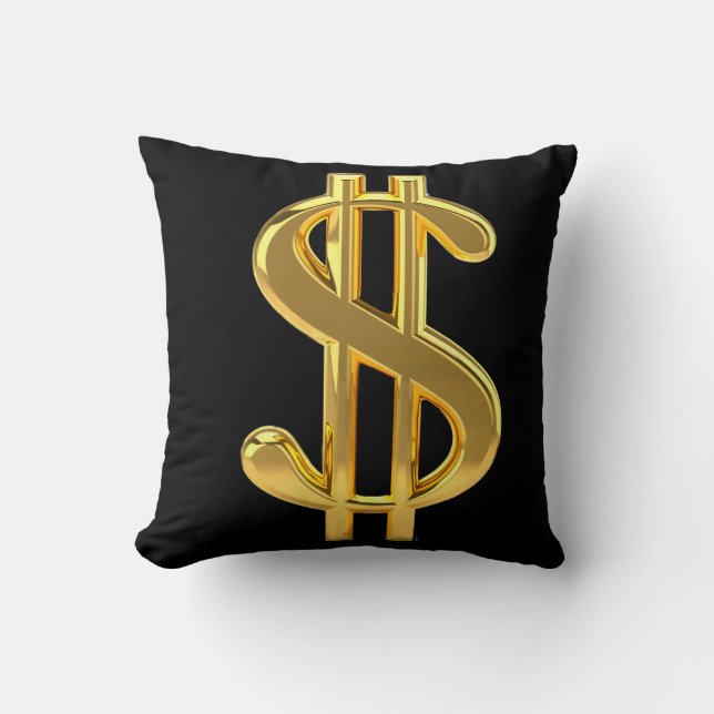 Black and Gold Money Pillow Kussen (Voorkant)