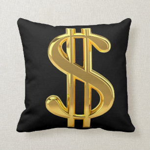 Black and Gold Money Pillow Kussen