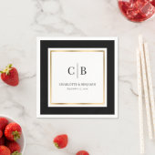 Black and Gold Monogram Weddenschap Servet (Insitu)