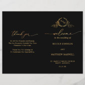 Black and Gold Monogram Wedding Folded Program (Voorkant)