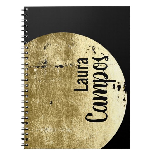 Black and Gold Moon Modern Typografie Notitieboek (Voorkant)