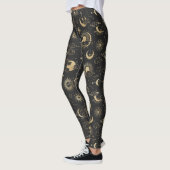 Black and Gold Moon Star Sun Astrology Art Leggings (Links)