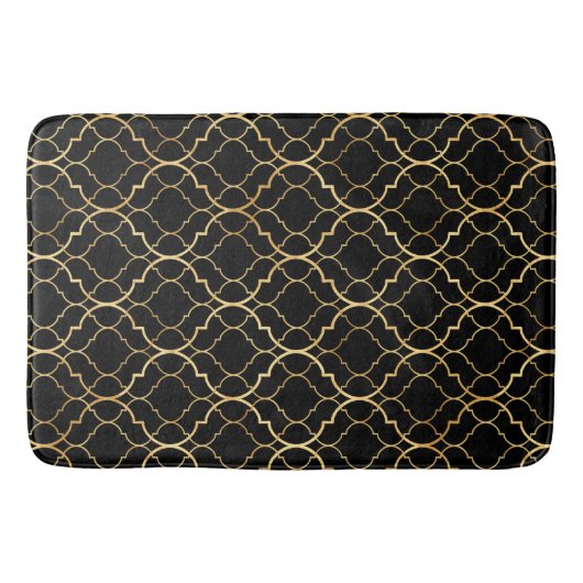 Black and Gold Moroccan Badmat (Voorkant)