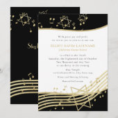 Black and Gold Music Bar Mitzvah Uitnodiging (Voorkant / Achterkant)