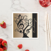 Black and Gold Music Treble Clef Tree Napkins Servetten (Insitu)