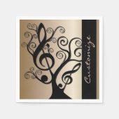 Black and Gold Music Treble Clef Tree Napkins Servetten (Voorkant)