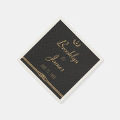 Black and Gold Nautical Wedding Napkins Servet (Hoek)