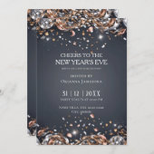 Black and Gold New Year's Eve Party Kaart (Voorkant / Achterkant)