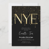 Black and Gold New Years Eve Party NYE Kaart (Voorkant)