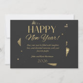Black and Gold New Years Greeting Card Kaart (Voorkant)
