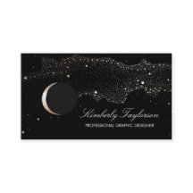 Black and Gold Night Stars Crescent Moon Modern