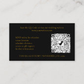 Black and Gold Online RSVP QR Code Weddenschap Informatiekaartje (Voorkant)