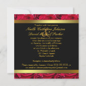 Black and Gold op Red Roses Wedding Invitation Kaart (Achterkant)