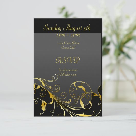 Black and Gold Open House nodigt Versie uit Kaart (Staand voorkant)