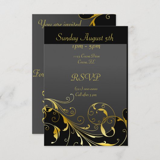 Black and Gold Open House nodigt Versie uit Kaart (Voorkant / Achterkant)