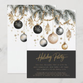 Black and Gold Ornamenten Baubles Vakantiefeest Kaart (Voorkant / Achterkant)