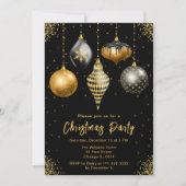 Black and Gold Ornaments Christmas Party Kaart (Voorkant)