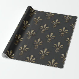 Black and Gold  Paris Fleur de Lis Cadeaupapier
