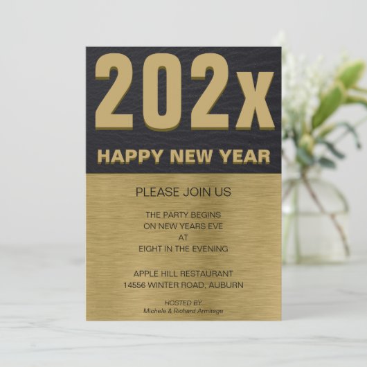 Black and Gold Party Uitnodiging (Staand voorkant)