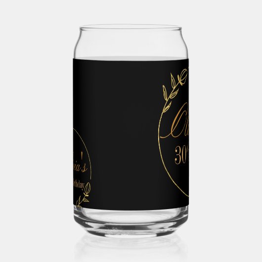 Black and Gold Personalized Blikvorm Glas (Rechts)