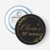 Black and Gold Personalized Button Flesopener (Voorkant)