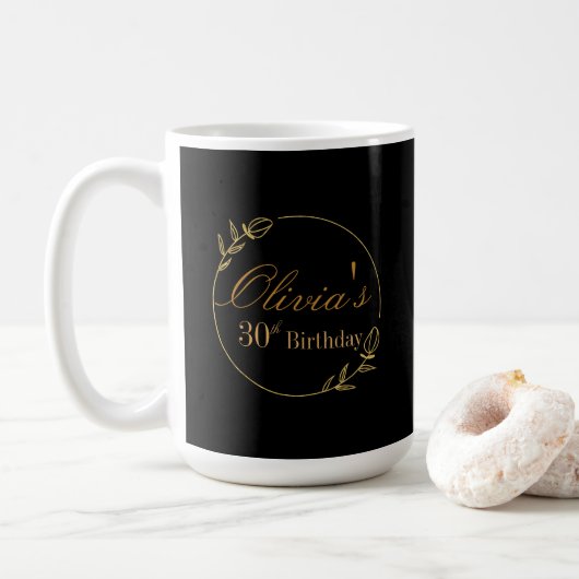 Black and Gold Personalized Koffiemok (Met donut)