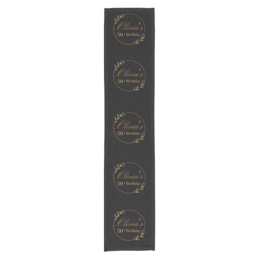 Black and Gold Personalized Korte Tafelloper (Voorkant)
