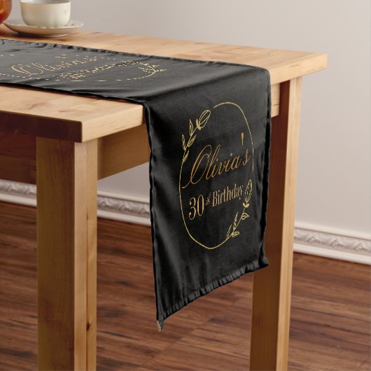 Black and Gold Personalized Korte Tafelloper (Voorbeeld)