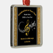 Black and Gold Personalized Music Note Ornaments Metalen Ornament (Rechts)