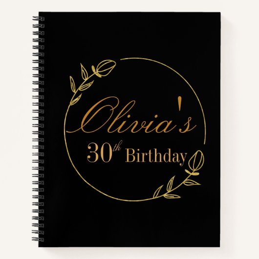 Black and Gold Personalized Notitieboek (Voorkant)