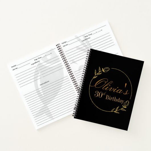 Black and Gold Personalized Notitieboek (Binnen)