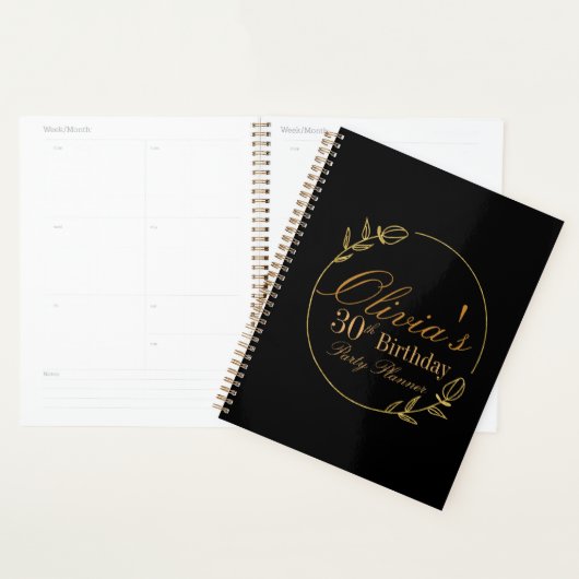Black and Gold Personalized Planner (Display)